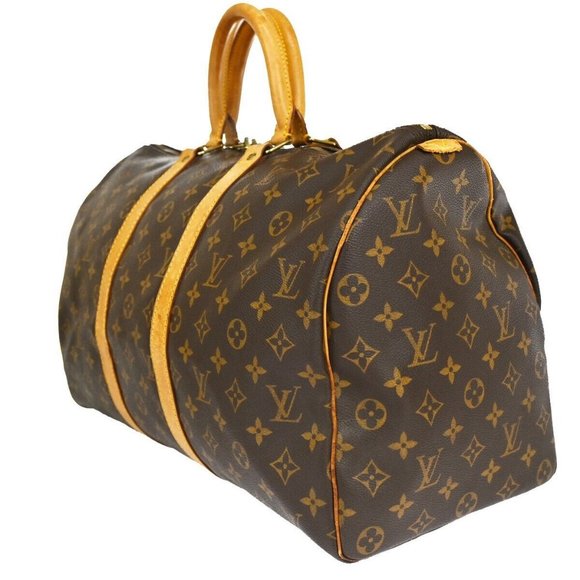 LOUIS VUITTON Keepall 45 Travel Hand Bag Monogram Leather Brown - Picture 4 of 16